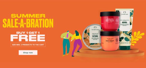 The Body shop Summer Sale-A-Bration - Buy 1 Get 1 FREE