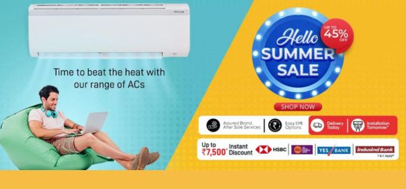 Hello Summer Sale - Upto 40% OFF + Upto Rs 7500* Instant Discount on Bank Cards